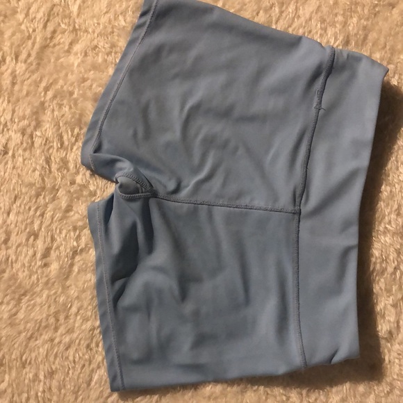 These are blue shorts, that are high wasited and very comfortable. - Picture 2 of 3